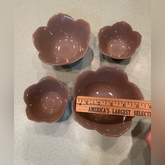Pier 1 “ Lotus” brown  bowls great for fruit, ice cream 2/ 4 inch 2/5 inch - Picture 5 of 7